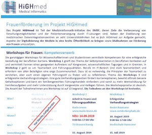 HiGHmed-Workshop zur Frauenf&ouml;rderung - Termin&auml;nderung!
